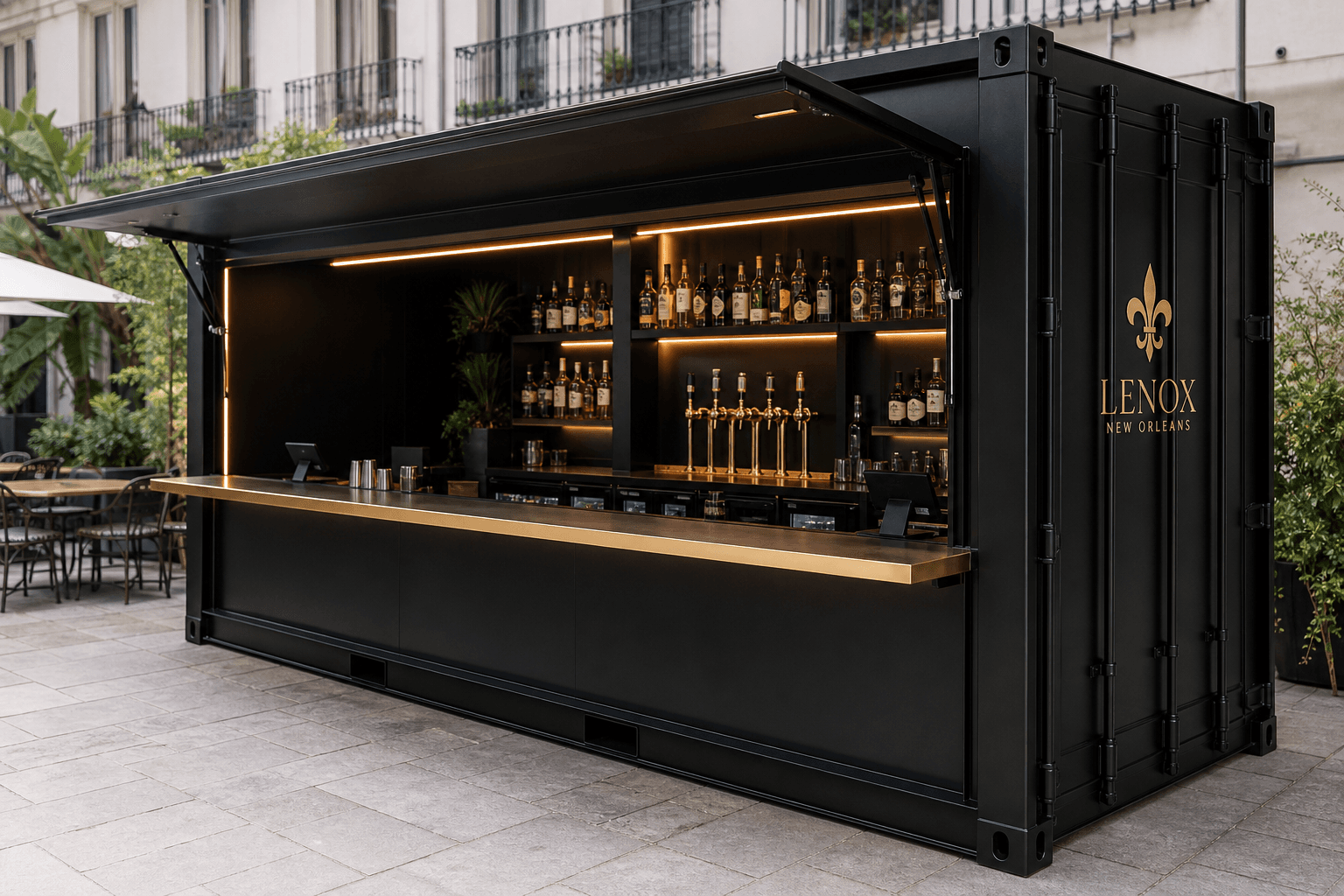 LENOX 20-foot container outdoor bar detail